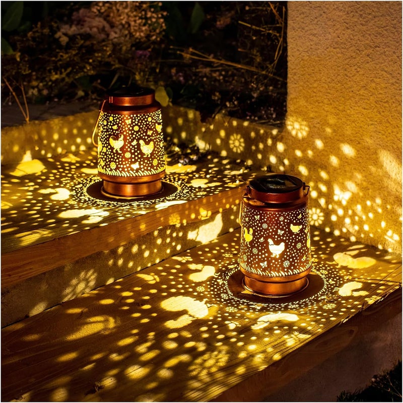 EZTZEN Chicken Solar Lanterns Outdoor Waterproof Hanging Solar Lights Chicken Gifts for Women Men Metal Decorative LED Lanterns for Garden Decor,Yard,Patio,Lawn,Pathway,Landscape - Image 3